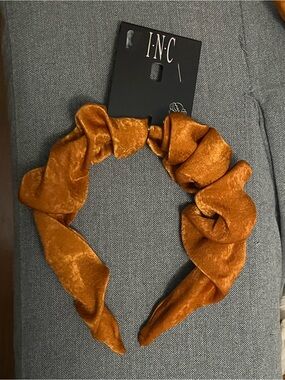 INC International Concepts fabric crunch Headband in Rust